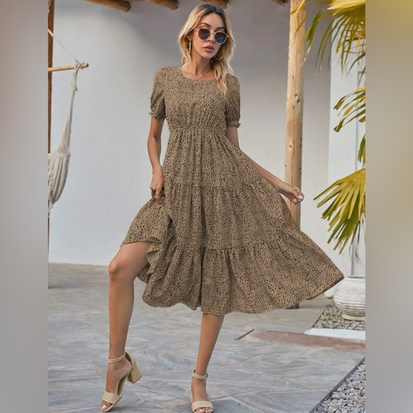 SHEIN Dresses & Skirts - SHEIN long midi dress leopard print size large